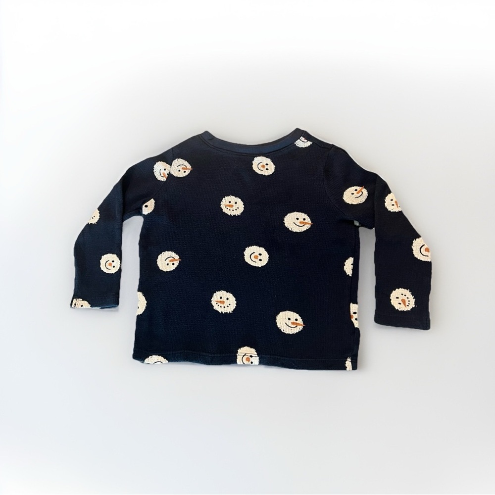 Old Navy Thermal Top Unisex Kid's Size 3T Blue Snowman Long Sleeve Crew (0830)
